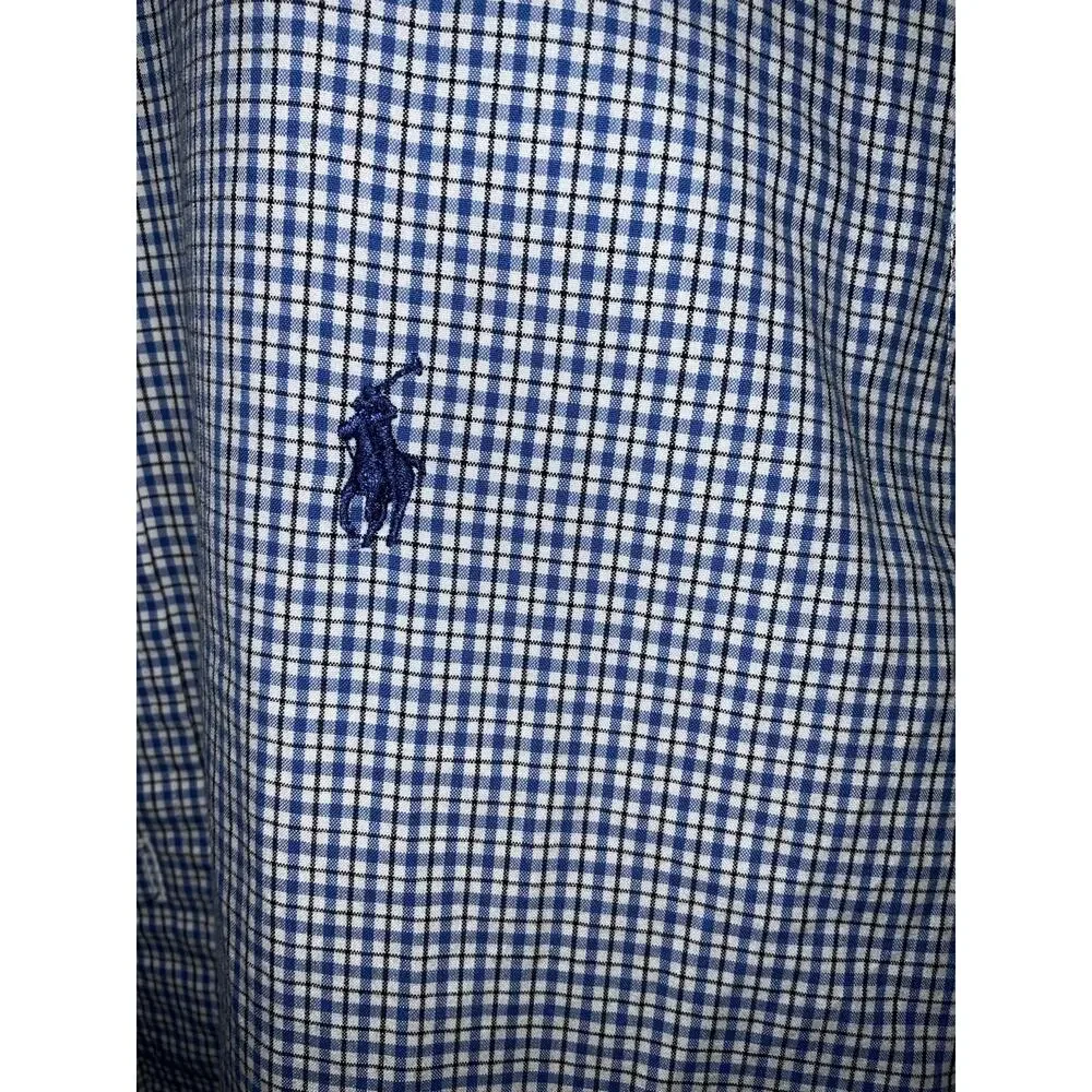 Polo Ralph Lauren Blue  White Plaid Long Sleeve Shirt Size 15 32-33/ M